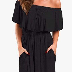 NWT Off The Shoulder Maxi Dress, Black,  Size L